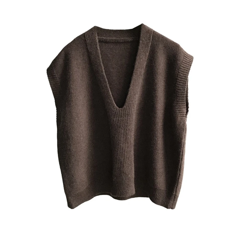 CRRIFLZ 2020 Новый Свободный вязаный свитер жилет Женский Повседневный пуловер без