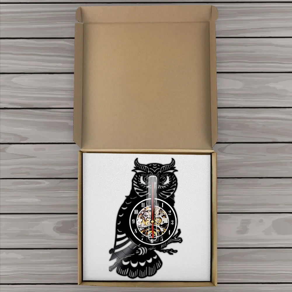 Часы с виниловой пластиной и изображением орла совы декоративные настенные часы