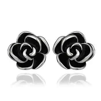 

Rose Gold Earrings for Women Elegant Jewelry Black Enamel Earrings Best Friend Gift