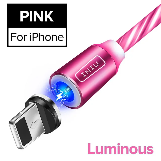 For iPhone Pink INIU световой поток магнитного освещения USB кабель для iPhone XR X 7 8 микро Тип C зарядное устройство Быстрая зарядка магнит зарядка USB-C тип-c - Цвет: For iPhone Pink