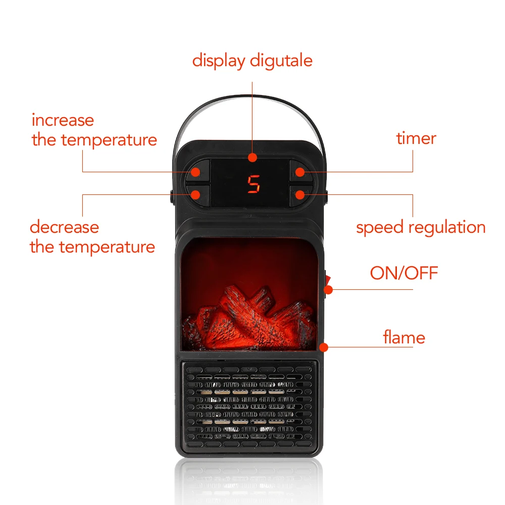 

New 900W Handy Flame Heater Mini Electric Space Heater Warmer Fan Blower Radiator Heating for Winter Office Room