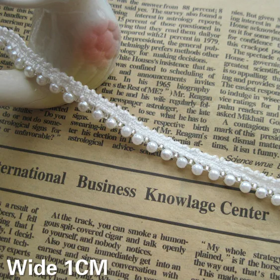

1CM Wide White Elastic Handmade Beaded Ribbon Wedding Dress Collar Neckline 3D Lace Applique Trim DIY Guipure Sewing Decoration
