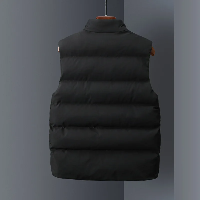 

2020 Men's down Cotton Vest Teenagers Stand Collar Solid Color Zipper Thermal Vest
