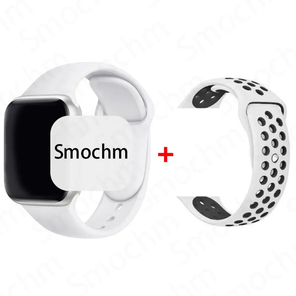 Smochm IWO 8 Plus 1:1 MTK2502C Беспроводное зарядное устройство Bluetooth Смарт часы обновление IWO 9 IWO8 Smartwatch 44 мм серия 4 для Apple Watch - Цвет: Silver WhiteBlack