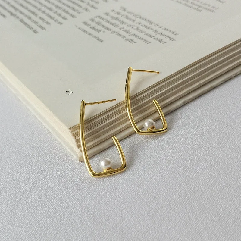 

Harlig sterling silver S925 gold color/silver color earrings with imitation pearl for women allergy free fashion jewelry