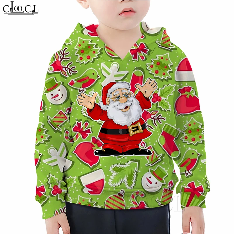 Рождественская толстовка для мальчиков и девочек семейная одежда худи с 3D