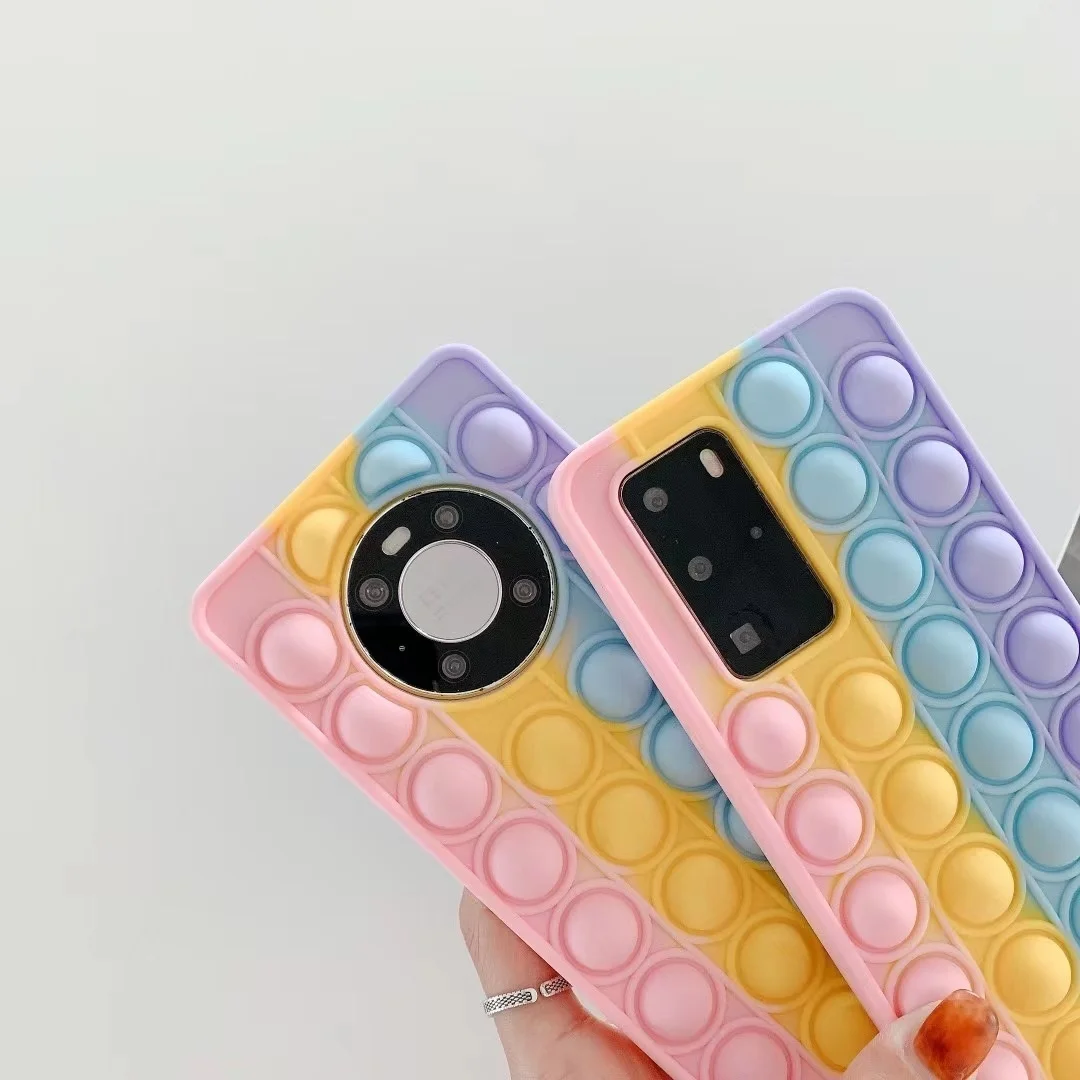 3D Popit Радужный пузырьковый игровой чехол для Huawei P Smart Z P30 P40 Mate 40 30Pro мягкий милый Nova
