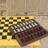antique chess small leather chess board qing bing lifelike chess pieces characters parenting gifts entertainment