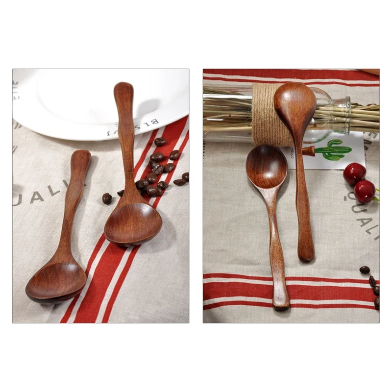 

6 Pcs Wooden Spoon Kitchen Cooking Dining Soup Tea Honey Coffee Utensil Tools Soup-Teaspoon Tableware