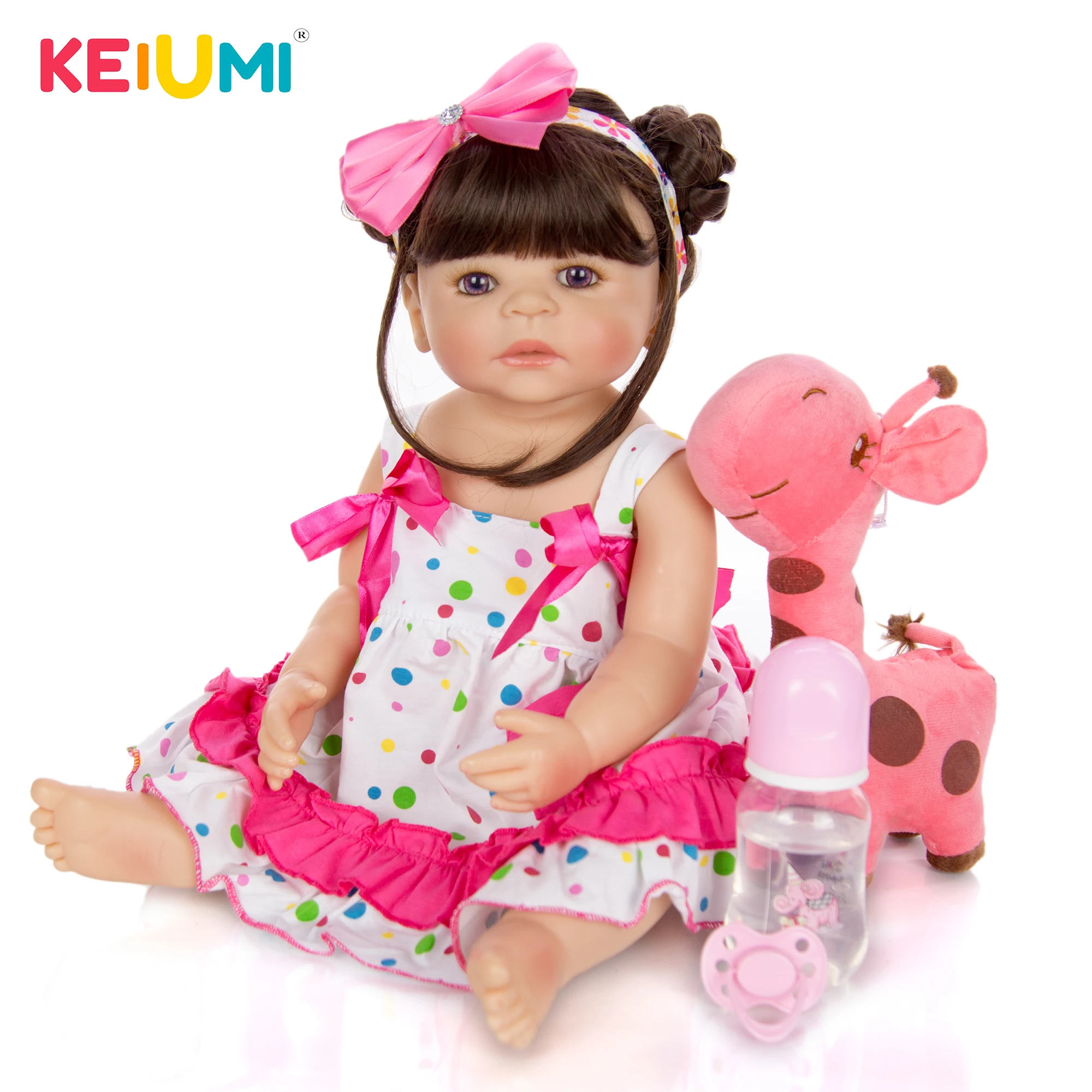 

KEIUMI Hotsale 22 Inch Reborn Baby Doll Charming Bonecas Infantil Meninas Lovely Toy Full Silicone Vinyl For Kids Birthday Gift