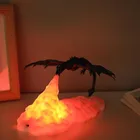 Лампа В Форме Дракона, с 3D-принтом, дышащая огнем, ночсветильник для детской комнаты, спальни, украшение в виде животных, перезаряжаемый, мягсветильник