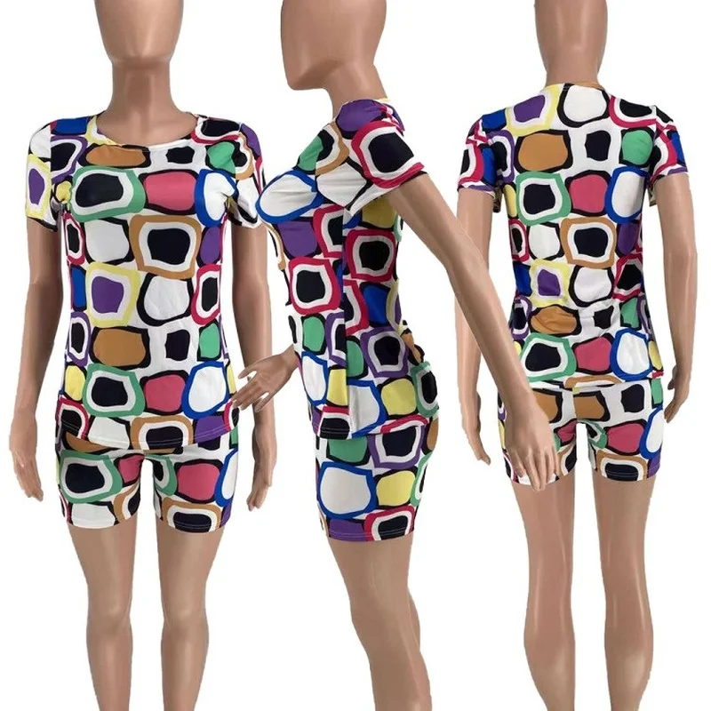 

Women Sets European and American Women's Casual Sports Two-piece Set Conjunto Feminino Women Crop Top Shorts Outfits Donsignet