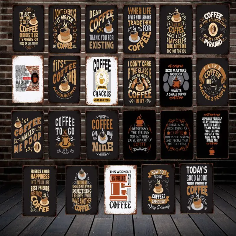 

[ WellCraft ] Coffee Quote POOP Metal Sign Posters Vintage Painting Custom Cafe Decor LT-1929
