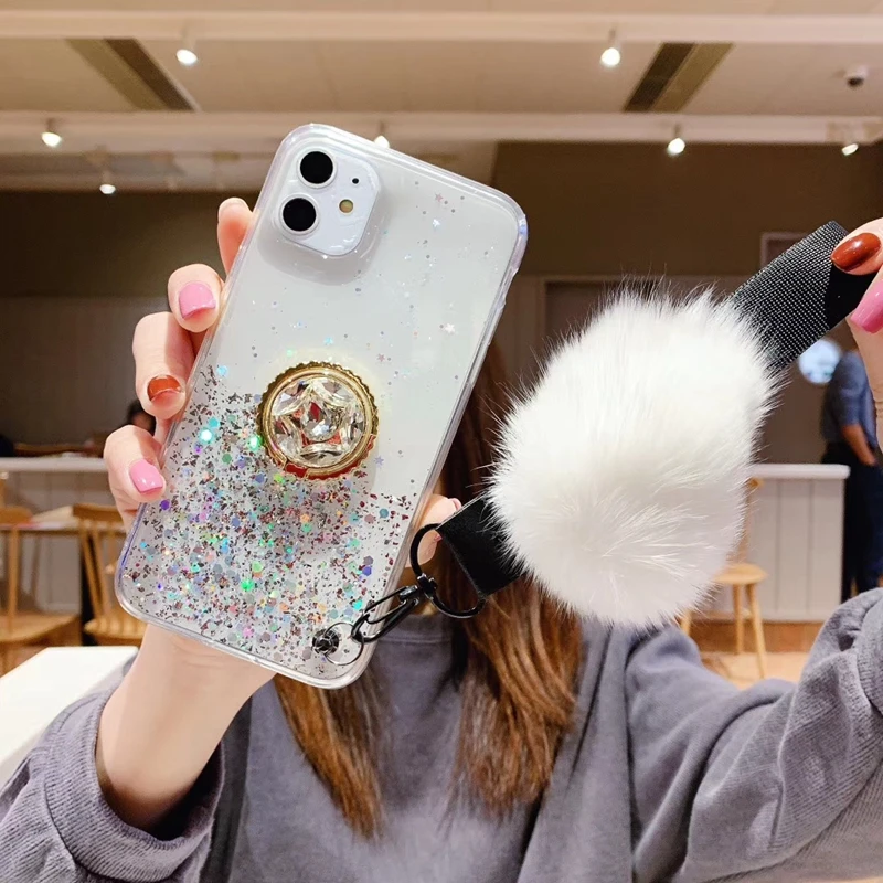 Блестящий Прозрачный мягкий чехол подставка для телефона Huawei P20 P30 P40 Mate10 20 Nova 3 Honor