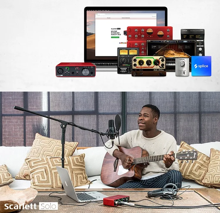 Новая версия Focusrite Scarlett Solo 3rd Gen 2 Вход 2 Выход USB аудио интерфейс звуковая карта для записи микрофона гитары