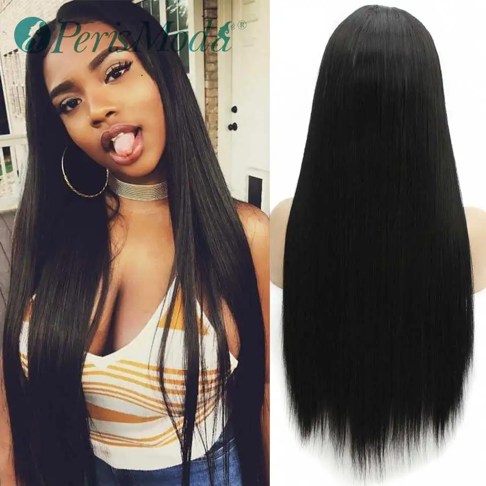 Парик с длинными прямыми черными искусственными волосами для женщин парик из