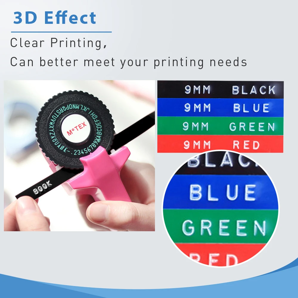 3PK 9 мм 3D лента для тиснения этикеток Motex E101 устройство печати Dymo ручная машинка DIY |