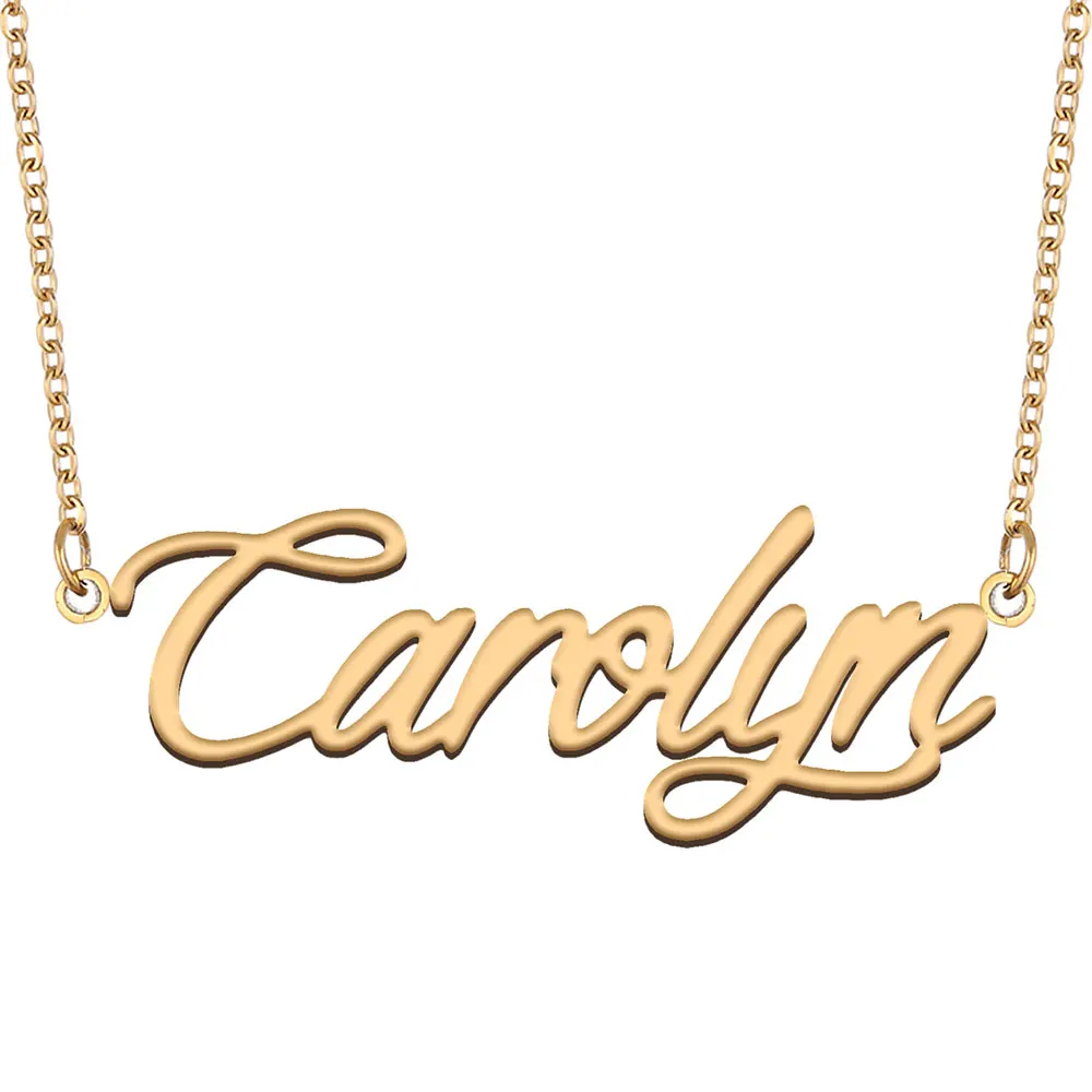 

Carolyn Nameplate Necklace for Women Stainless Steel Jewelry Gold Plated Name Chain Pendant Femme Mothers Girlfriend Gift