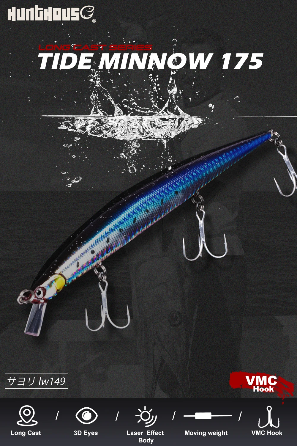 Hunthouse Tide Slim Minnow flyer175 плавающая жесткая приманка для рыбалки Морская рыбалка 175 мм 25 г/34 г ABS пластик для морской щуки