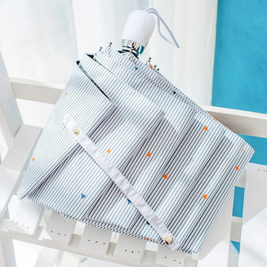 Зонт от дождя женский складной простой прозрачный легкий зонтик в полоску