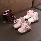 Осенне-зимняя детская обувь для девочек, зимние ботинки из искусственной кожи, обувь для маленьких девочек, однотонные Детские ботильоны для мальчиков SYJ047