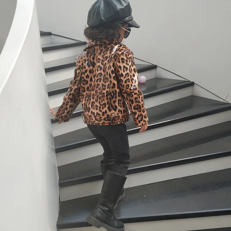 Chifuna/Новая Осенняя леопардовая мотоциклетная куртка модное пальто для маленьких