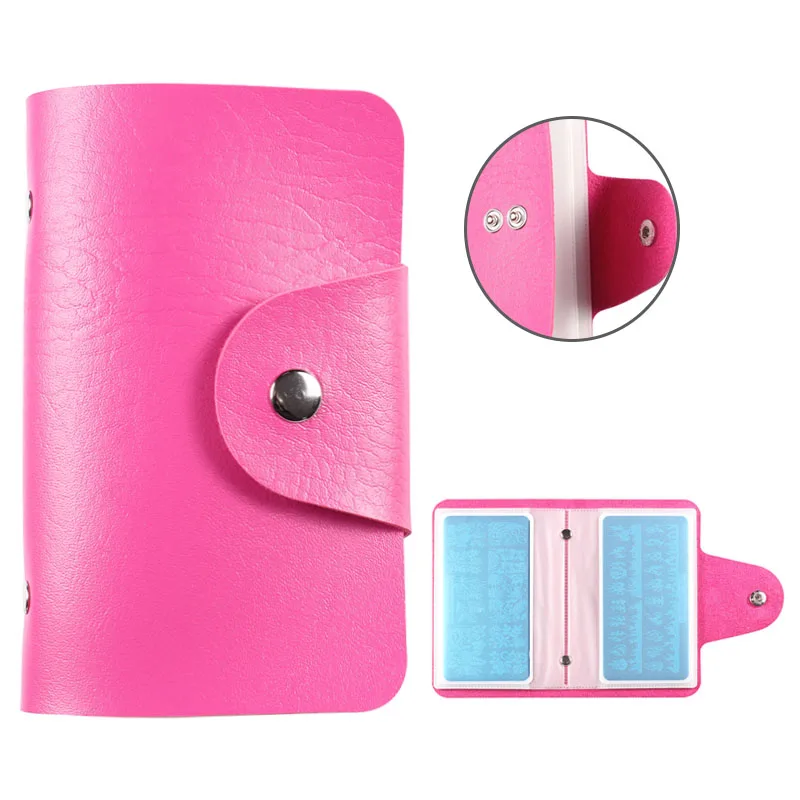 

20Slots Rose Red/Blue Rectangular Nail Art Stamping Plate Case Holder Stamp Template Concise Organizer Album Storage Collections