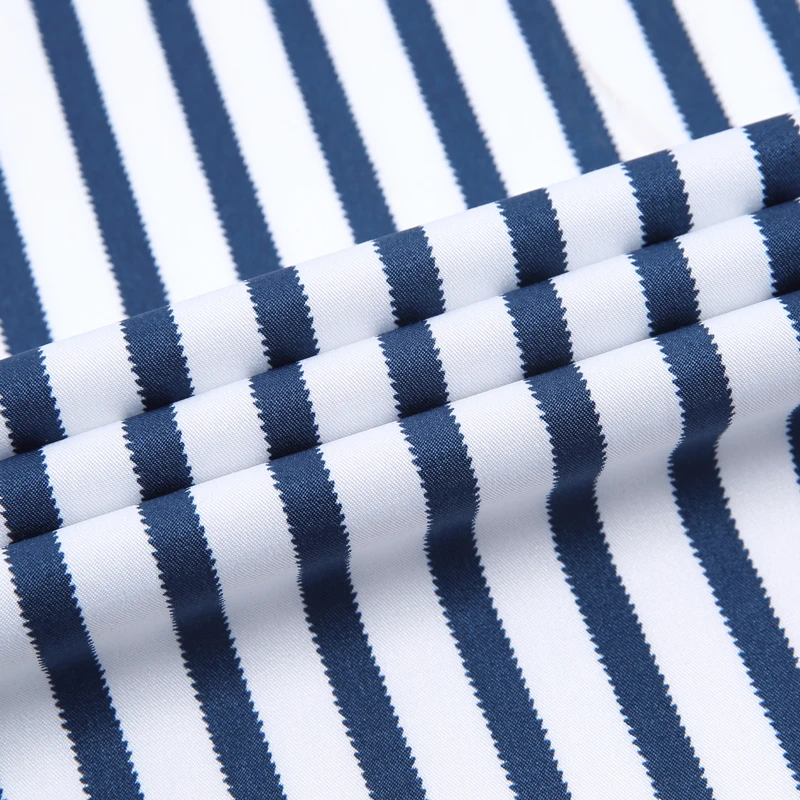 

Men's Classic Non-iron Stretch Striped Basic Dress Shirt Single Patch Pocket Business Long Sleeve Standard-fit Easy Care Shirts