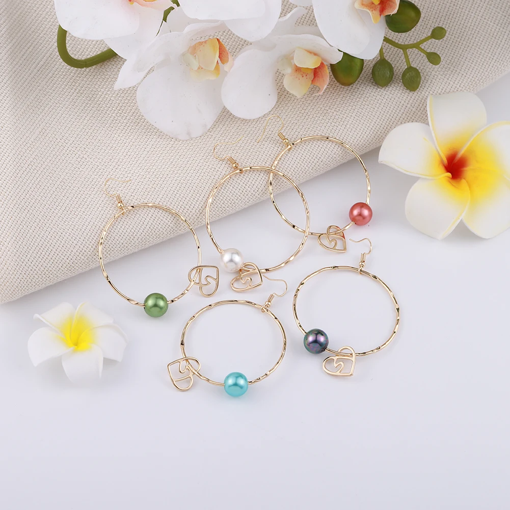 Cring Coco Oversize Round Drop Earrings Fashion Hawaiian Holiday Colorful Pearl Newest Design Geometric Heart Earring for Women | Украшения