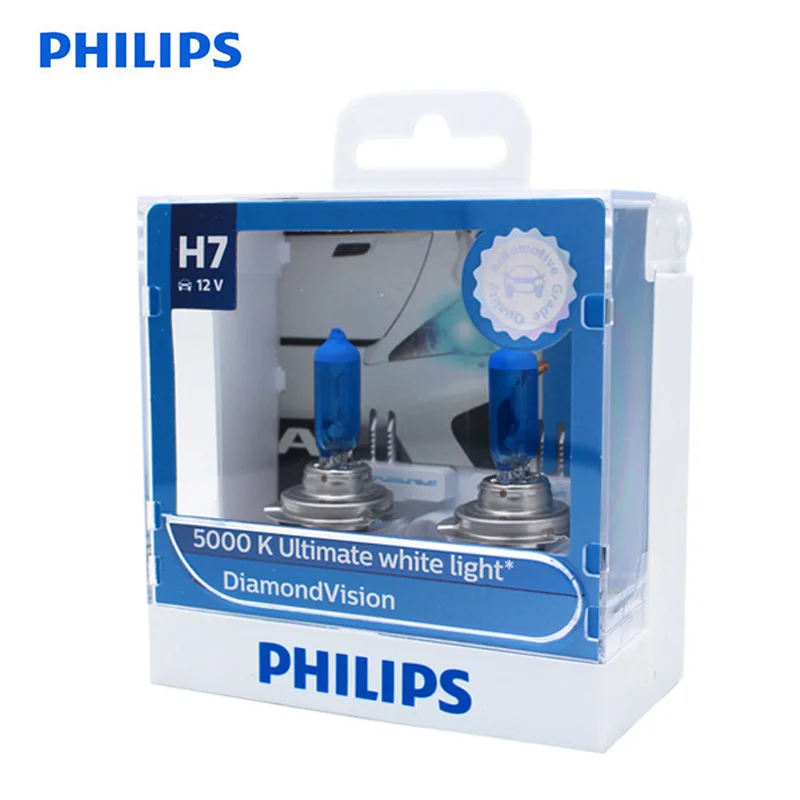 Philips 100% оригинал H7 12V 55W Diamond Vision 5000K Ксеноновые белые автомобильные галогенные