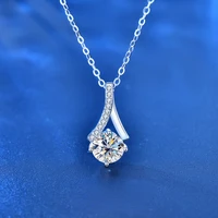 s925 sterling silver necklace female clavicle chain four prongs 1 carat moissanite pendant fine silver jewelry