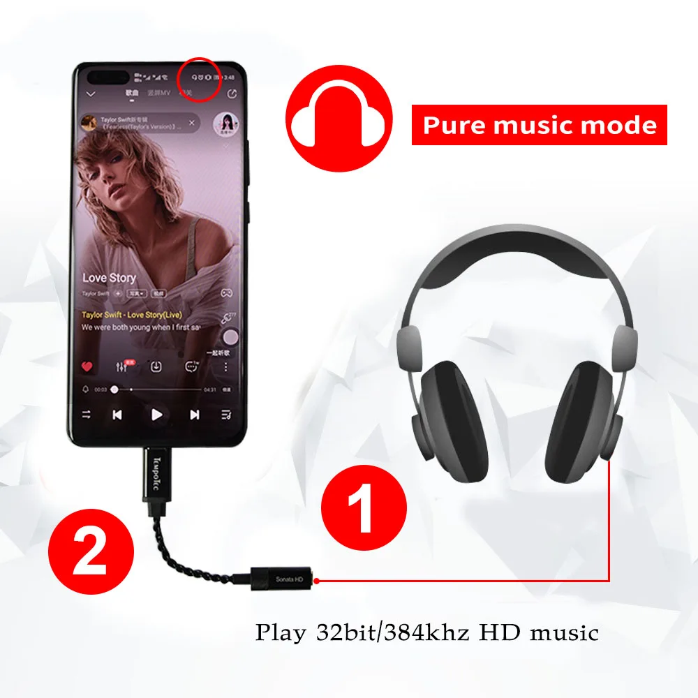 Усилитель для наушников TempoTec Sonata HD II Тип C до 3 5 мм USB DAC 32bit 384khz кабель DSD128 Android Phone