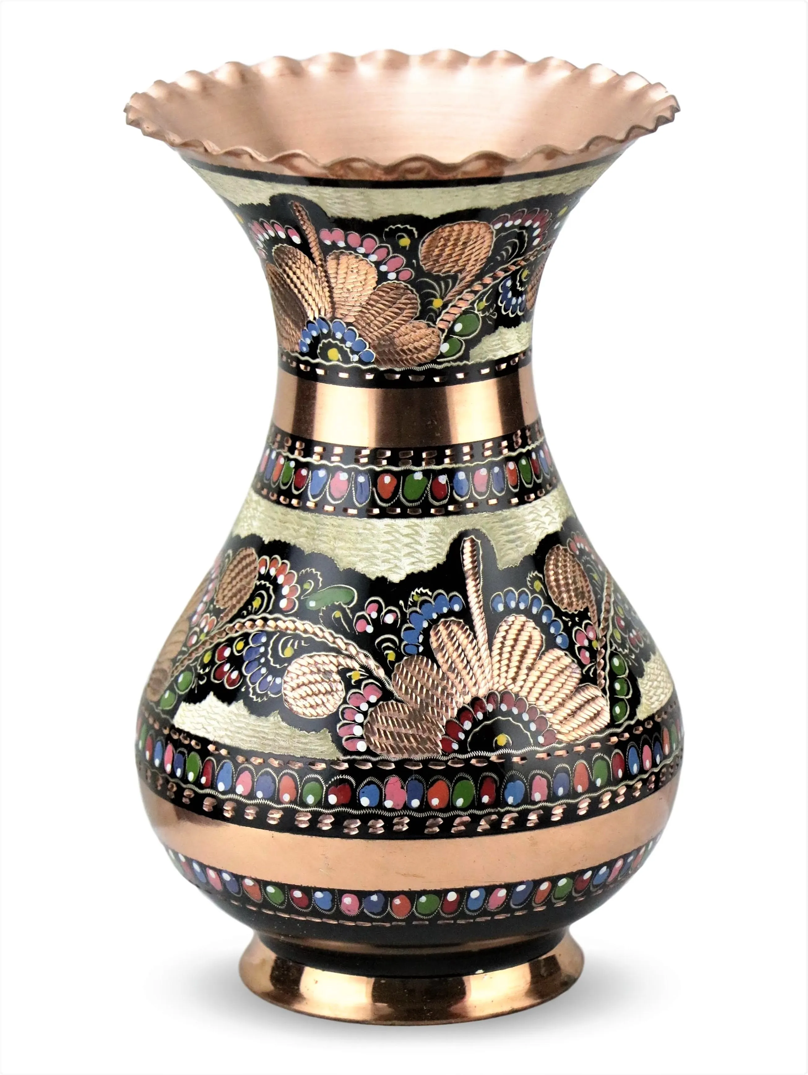 

Morya Copper Flower Vase Home Ornament Decoration Pot Living Room Nordic Style Handicraft Handmade European Wedding Gift 25 cm