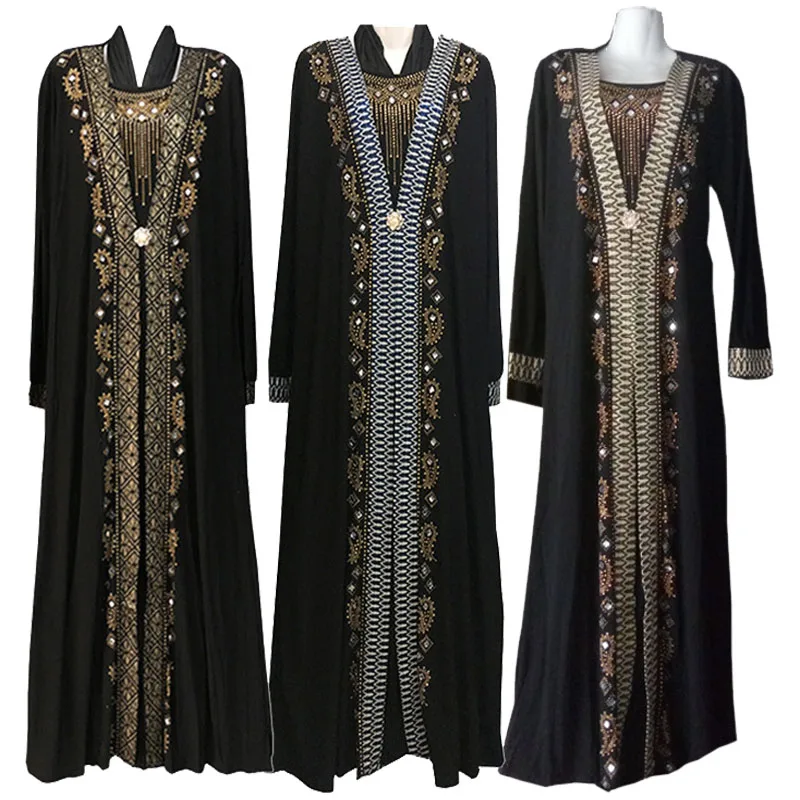 Женское платье большого размера, абайя, мусульманское черное платье, Арабская одежда, индийский кафтан, исламское Молитвенное платье, мусул...