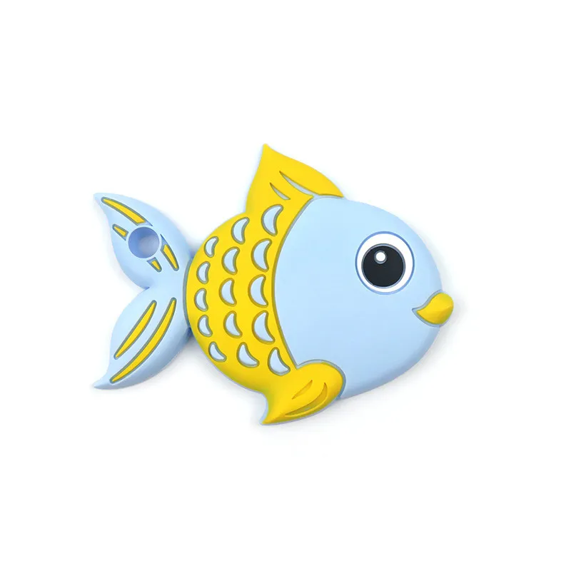 Baby Silicone Fish Teethers Necklace Set BPA Free Toys Cute Animal Baby Teether Silicone Preferential Portfolio - Цвет: Blue