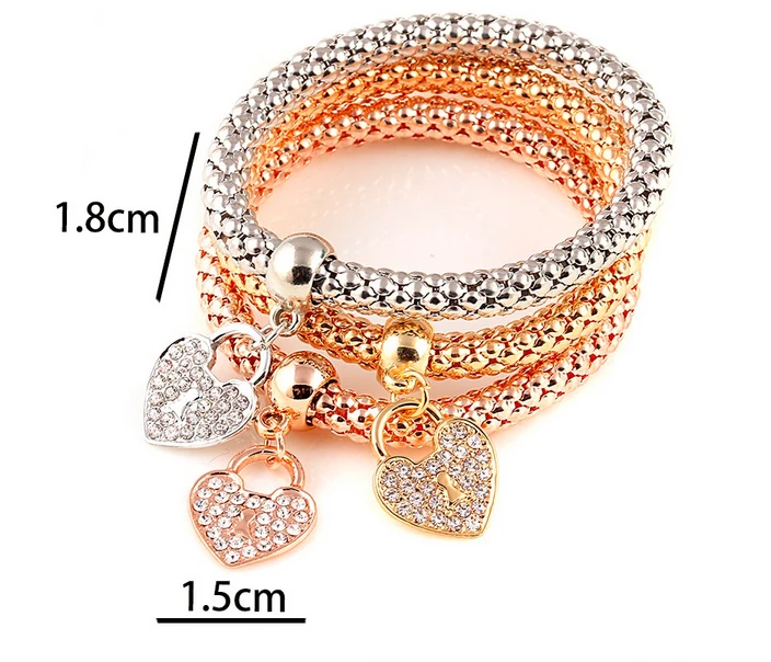 3 предмета в комплекте партия эластичные браслеты с брелоками для женщин