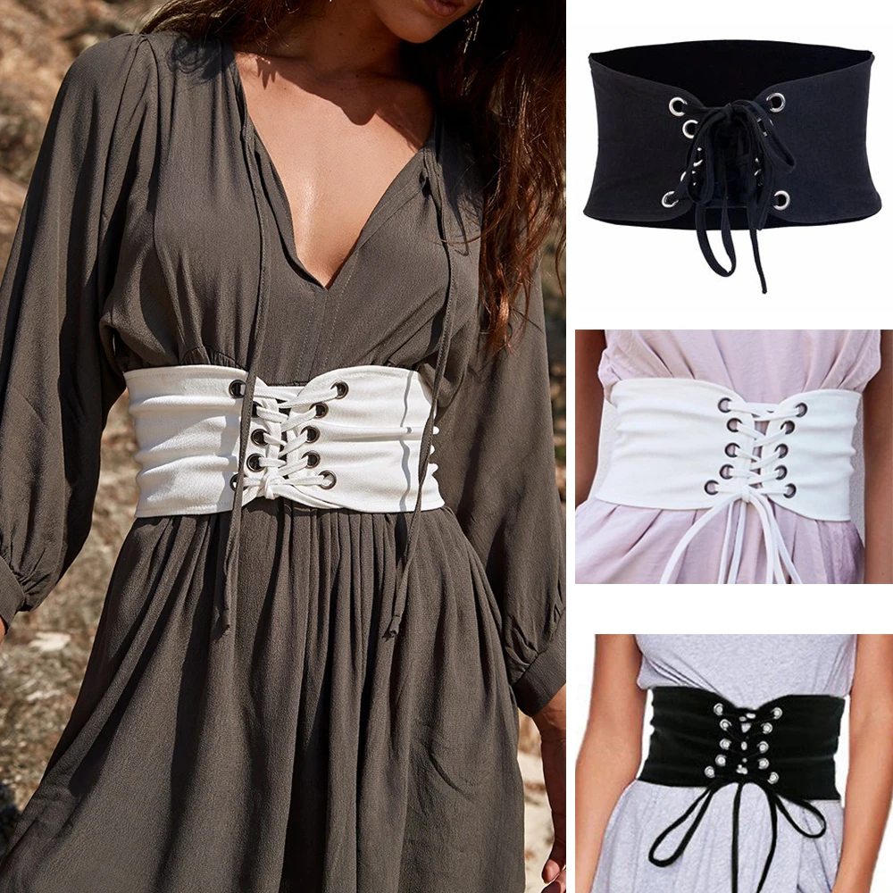 Новинка 2020 Модный женский широкий корсет кружевной пояс с завязкой Женский
