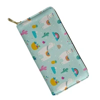 haoyun fashion women alpaca prints long wallets pu leather card holder kawaii cats design pattern female zipper coin purse bags