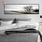 Золотистый желтый деревянный мост серый пейзаж HD печать плакат настенные художественные и настенные принты для дома гостиной декоративная живопись