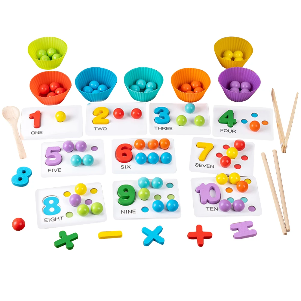 

Wooden Numbers Cognitive Operation Pairing Clip Beads Early Childhood Education Arithmetic Pairing Kindergarten Teaching Toys