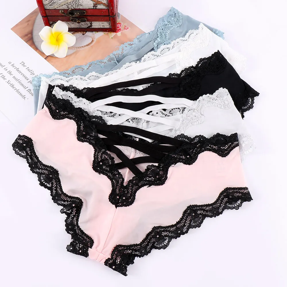 2019 модные трусики бандажные ажурные шелковые сексуальные женские кружевные
