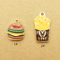 10pcs enamel hamburger chips charm for jewelry making earring pendant necklace bracelet charms accessories gold plated