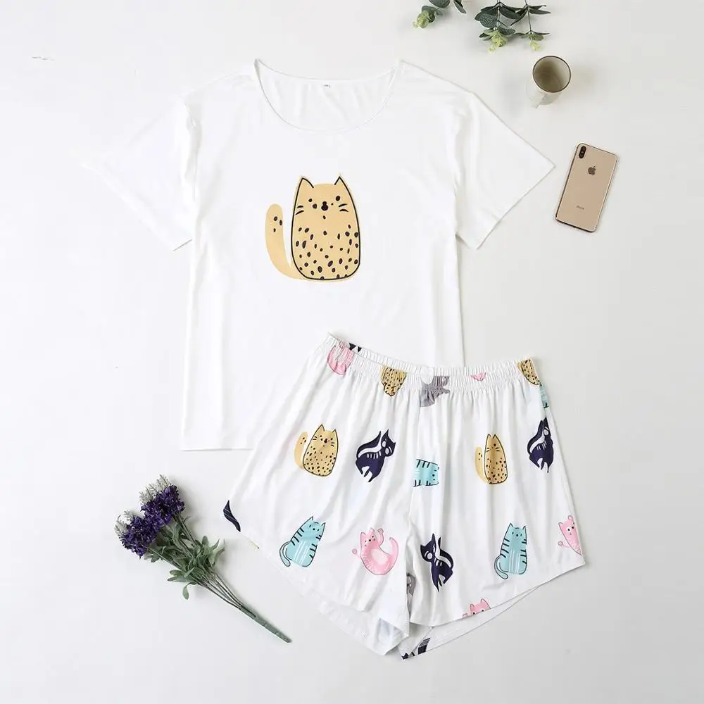 Пижама для женщин размера плюс пижамный комплект летняя женская пижама короткий