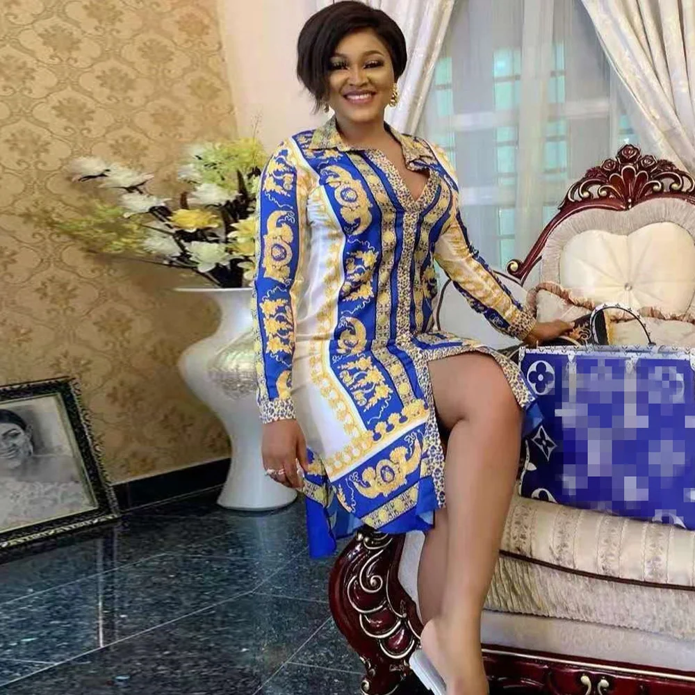 Новое осеннее платье с длинными рукавами в африканском стиле дизайнерское