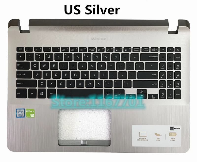 Чехол для ноутбука с американской клавиатурой для Asus Vivobook 15X507 Y5000 Y5000U Y5000UB серебристо-серый US RU 13N1-3XA0911