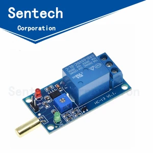 Módulo de relé de Sensor de ángulo inclinado de 12V, 5V, 1 canal de salida, interruptor de bola SW520D dorado, módulo de sensor d