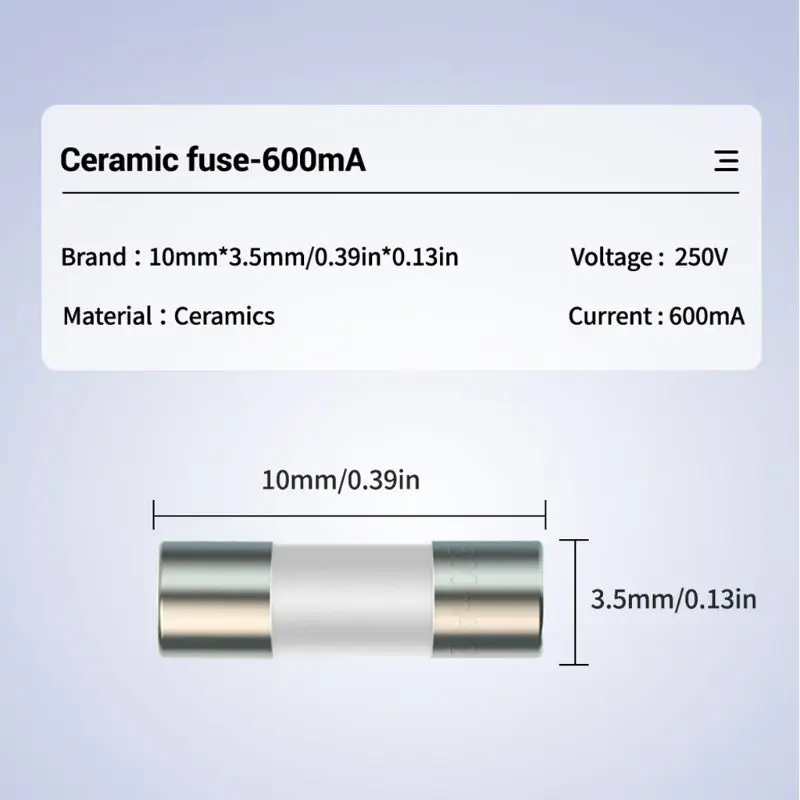 

20pcs Ceramic Fuse For Multimeter Instrument 600mA 10A Ceramic British Plug Fuse