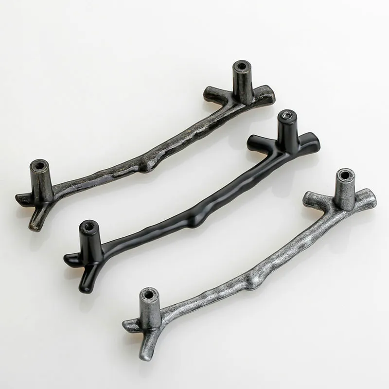 Золотая Ручка JD в виде ветки дерева античная Черная дверная ручка для кухонного