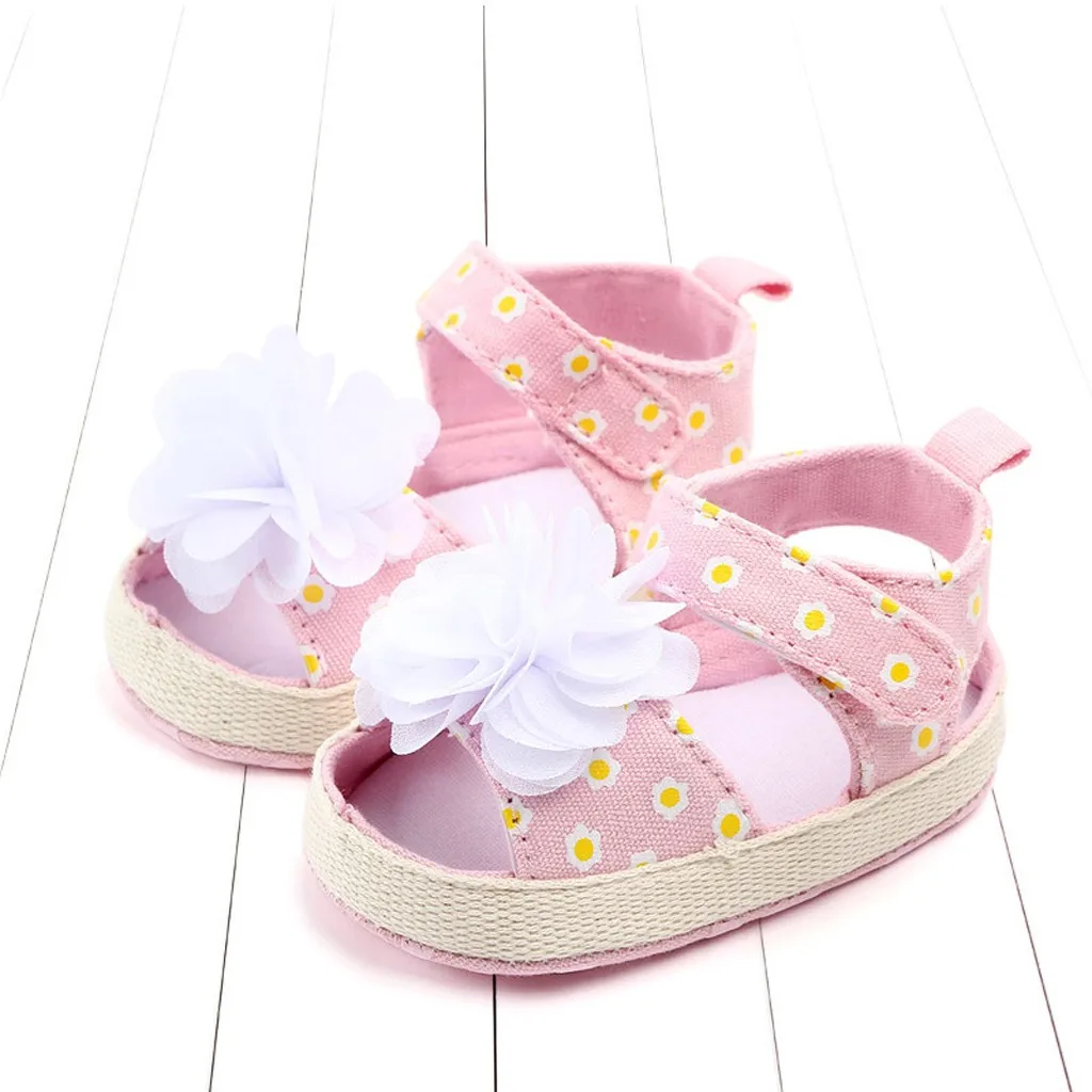 Летняя нескользящая обувь для новорожденных девочек и мальчиков с цветочным