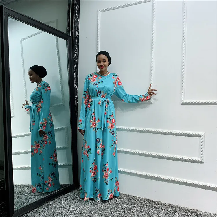 

Women Ramadan Elbise Sukienki Eid Dresses Robe Femme Vestidos Arabes Floral Abaya Caftan Dubai Islamic Hijab Muslim Dress Kaftan